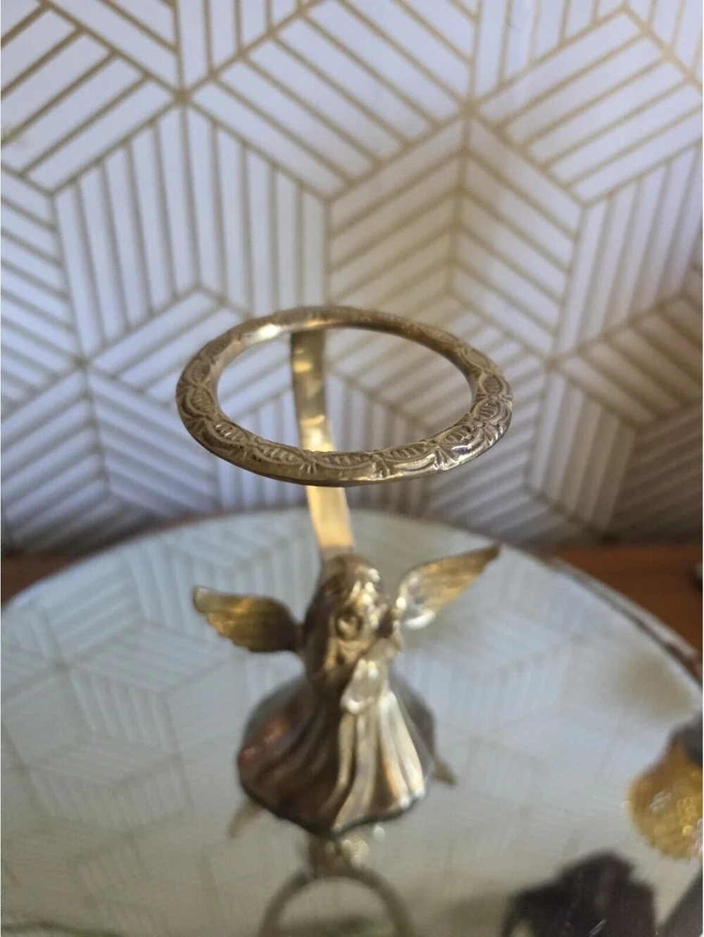 Vintage Solid Brass Angel Candle Votive Holder 6